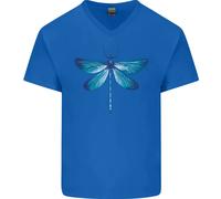 Una Maglietta In Cotone A V Blu Con Libellula Per Uomo