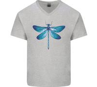 Una Maglietta In Cotone A V Blu Con Libellula Per Uomo