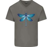 Una Maglietta In Cotone A V Blu Con Libellula Per Uomo