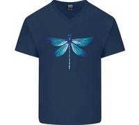 Una Maglietta In Cotone A V Blu Con Libellula Per Uomo