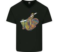 Una Maglietta In Cotone A V Collo Per Uomo Con Un Bradipo Colorato Su Un Ramo