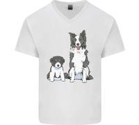 Una Maglietta In Cotone A V Per Uomo Con Border Collie E Cucciolo