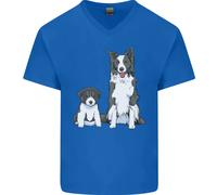 Una Maglietta In Cotone A V Per Uomo Con Border Collie E Cucciolo