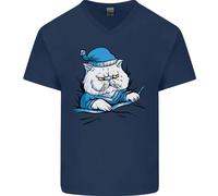 Una Maglietta In Cotone A V Per Uomo Con Gatto Nel Letto Sotto Il Duvet