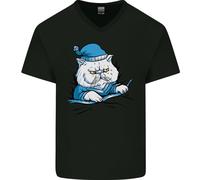 Una Maglietta In Cotone A V Per Uomo Con Gatto Nel Letto Sotto Il Duvet