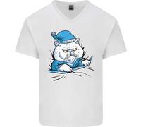 Una Maglietta In Cotone A V Per Uomo Con Gatto Nel Letto Sotto Il Duvet