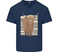 Una Maglietta In Cotone A V Per Uomo Con Mucca Highland Refrigerata