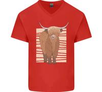 Una Maglietta In Cotone A V Per Uomo Con Mucca Highland Refrigerata