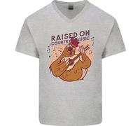 Una Maglietta In Cotone A V Per Uomo Con Pollo Allevato Su Musica Country