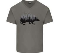 Una Maglietta In Cotone A V Per Uomo Con Riccio Che Rappresenta Una Foresta