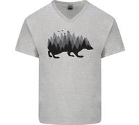 Una Maglietta In Cotone A V Per Uomo Con Riccio Che Rappresenta Una Foresta