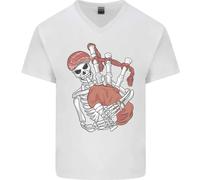 Una Maglietta In Cotone A V Per Uomo Con Uno Scheletro Che Suona Il Piffero