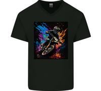 Una Maglietta In Cotone A V Per Uomo Motocross Rider MotoX Dirt Bike Motorsports