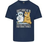 Una Maglietta Per Bambini Con Un Gufo E Un Gatto Lettore Di Libri