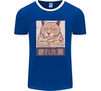 Una Maglietta Ringer Uomo Di Un Gatto Stanco FotL