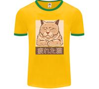 Una Maglietta Ringer Uomo Di Un Gatto Stanco FotL