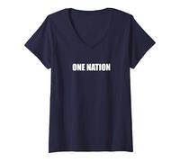 Una Nazione Maglietta con Collo a V, Donna, Navy, L