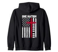 Una Nazione sotto Dio Bandiera Americana Croce Cristiana Patriottica Felpa con Cappuccio