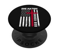 Una Nazione sotto Dio Bandiera Americana Croce Cristiana Patriottica PopSockets PopGrip Adesivo