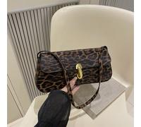 Una nuova borsa da donna per l'estate, borsa baguette retrò in stile leopardato, con chiusura a fibbia in metallo, apertura a patta, di piccola capacità e leggera, borsa a spalla o sotto braccio estre