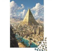 Una piccola città nel deserto e un'enorme piramide Puzzle Per Adulti || 38x26cm/1000pcs Puzzle Giochi EduGattoivi,decorazioni Per La Casa