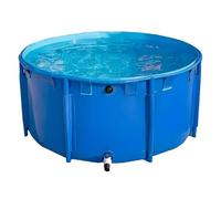 Una Piscina Circolare in Tela con valvola di Scarico in plastica: Un Ampio laghetto da Esterno per Carpe Koi e Altri Pesci, Facile da installare e Svuotare.