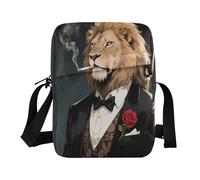 Una potente piccola borsa messenger da uomo con leone dorato, borsa a tracolla, tracolla regolabile, per sport all'aria aperta, casual