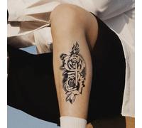 Una preghiera di rose | Tatuaggi temporanei a base di erbe, rose e croci intrecciate, impermeabili e resistenti allo sfregamento, durano due settimane, tatuaggio finto(2pcs)