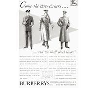 Una pubblicità del 1940 per Burberry's Equipment for the Services. From British Warships pubblicata nel 1940. Stampa poster di Hilary Jane Morgan (11 x 17)