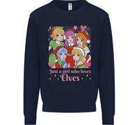 Una Ragazza Che Ama Gli Elfi Natale Anime Xmas Felpa Maglione