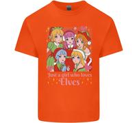 Una Ragazza Che Ama Gli Elfi Natale Anime Xmas T-Shirt Per Bambini