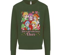 Una Ragazza Che Ama Gli Elfi Natale Anime Xmas Uomo Felpa Maglione