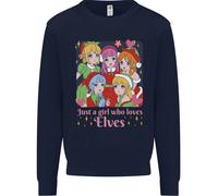 Una Ragazza Che Ama Gli Elfi Natale Anime Xmas Uomo Felpa Maglione