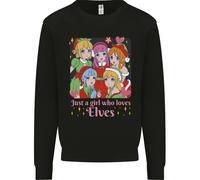 Una Ragazza Che Ama Gli Elfi Natale Anime Xmas Uomo Felpa Maglione