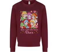 Una Ragazza Che Ama Gli Elfi Natale Anime Xmas Uomo Felpa Maglione