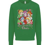 Una Ragazza Che Ama Gli Elfi Natale Anime Xmas Uomo Felpa Maglione