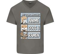 Una Ragazza Che Ama I Cani Anime E Il Ramen Maglietta In Cotone A V Per Uomo