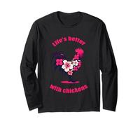 Una ragazza che ama i polli Chicken Flowers Farm Farmer Maglia a Manica