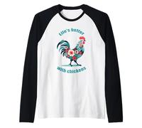 Una ragazza che ama i polli Chicken Flowers Farm Farmer Maglia con Maniche Raglan