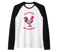 Una ragazza che ama i polli Chicken Flowers Farm Farmer Maglia con Maniche Raglan