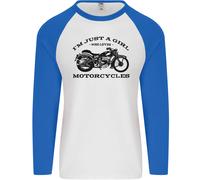 Una Ragazza Che Ama Le Moto Biker Uomo L/S Maglietta Baseball