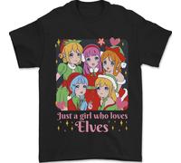 Una Ragazza Chi Ama Elfi Natale Anime Natale T-Shirt 100% Cotone
