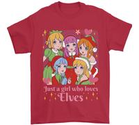 Una Ragazza Chi Ama Elfi Natale Anime Natale T-Shirt 100% Cotone