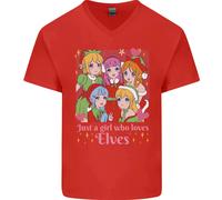Una Ragazza Chi Ama Elfi Natale Anime Natale Uomo Scollo A V Cotone T-Shirt