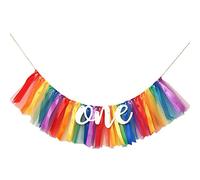 Una ragazza di banner di seggiolone, banner per bambini per il 1 ° compleanno - seggiolone per la decorazione del primo compleanno, ghirlanda di tulle