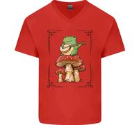 Una Rana Che Suona La Chitarra Su Un Funghi Mens T-Shirt In Cotone A V