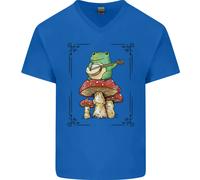 Una Rana Che Suona La Chitarra Su Un Funghi Mens T-Shirt In Cotone A V