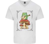 Una Rana Che Suona La Chitarra Su Un Funghi Mens T-Shirt In Cotone A V