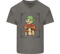 Una Rana Che Suona La Chitarra Su Un Funghi Mens T-Shirt In Cotone A V