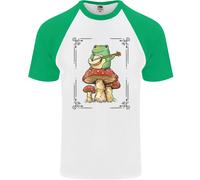 Una Rana Che Suona La Chitarra Su Un Toadstool Maglietta Baseball S/S Da Uomo
